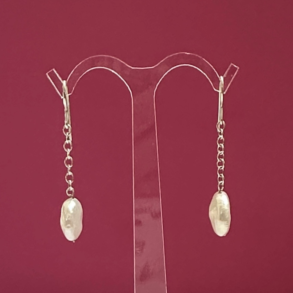 sterling silver real Pearl Drop Earrings​